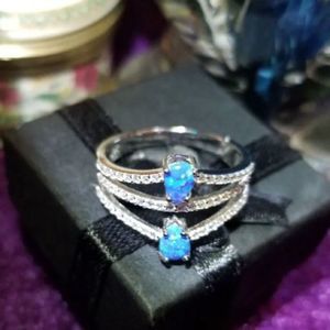 Sterling silver lab opal ring